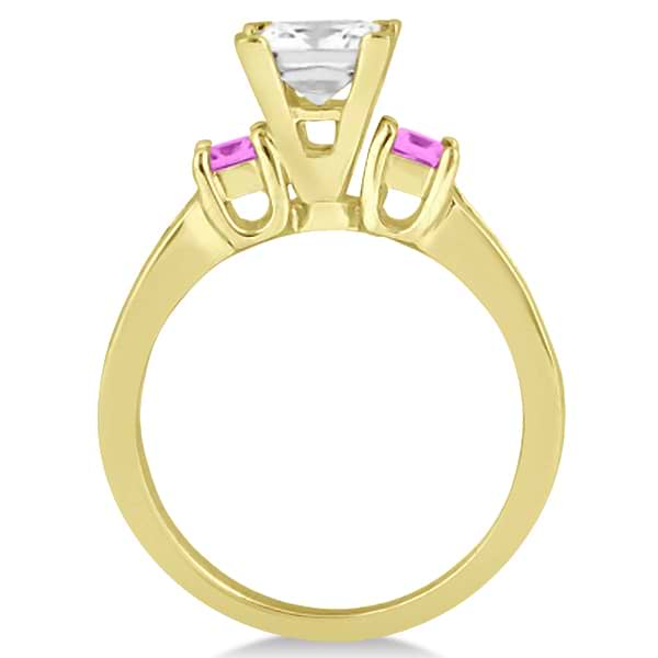 Pink Sapphire Three Stone Engagement Ring in 14k Yellow Gold (0.62ct)