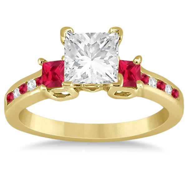 Ruby Three Stone Engagement Ring in 14k Yellow Gold (0.62ct)