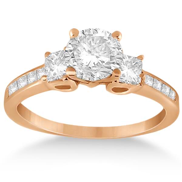 Three-Stone Princess Cut Diamond Engagement Ring in 14k Rose Gold (0.64 ctw)