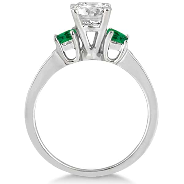 Princess Cut Diamond & Emerald Engagement Ring 14k White Gold 0.68ct ...