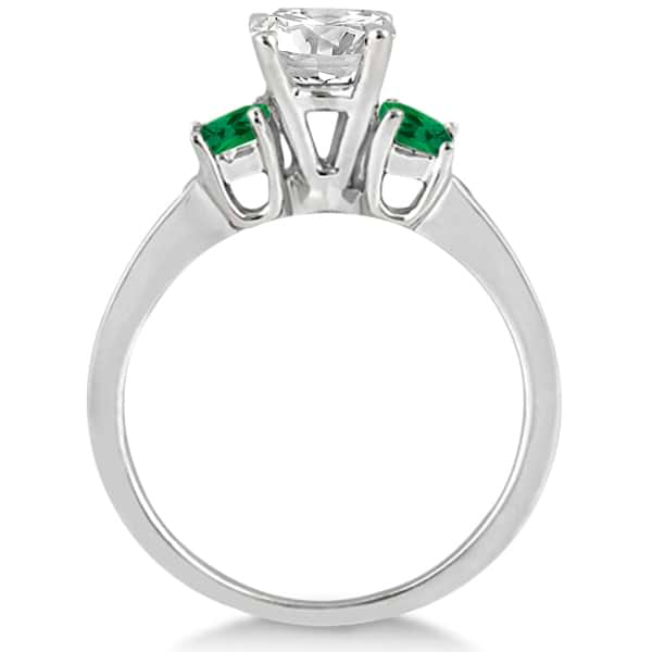 Princess Cut Diamond & Emerald Engagement Ring 18k White Gold (0.68ct)