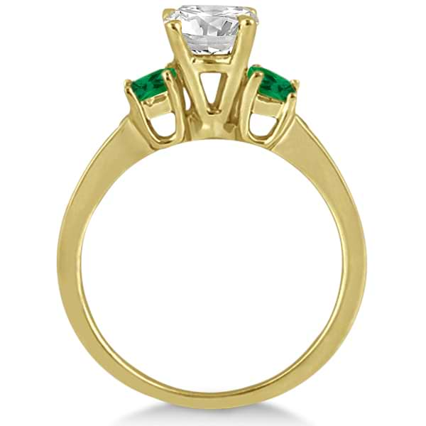 Princess Cut Diamond & Emerald Engagement Ring 18k Yellow Gold (0.68ct)