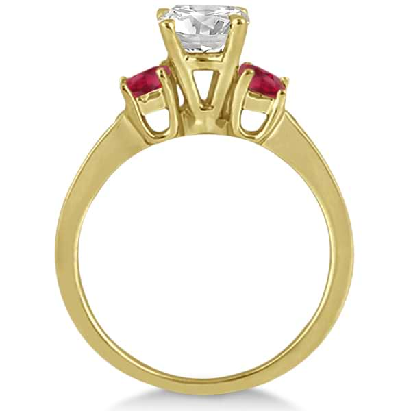 Princess Cut Diamond & Ruby Engagement Ring 14k Yellow Gold (0.64ct)