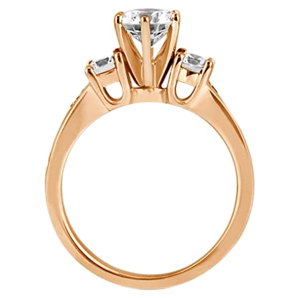 Three-Stone Diamond Engagement Ring with Sidestones in 14k Rose Gold (0.45 ctw)
