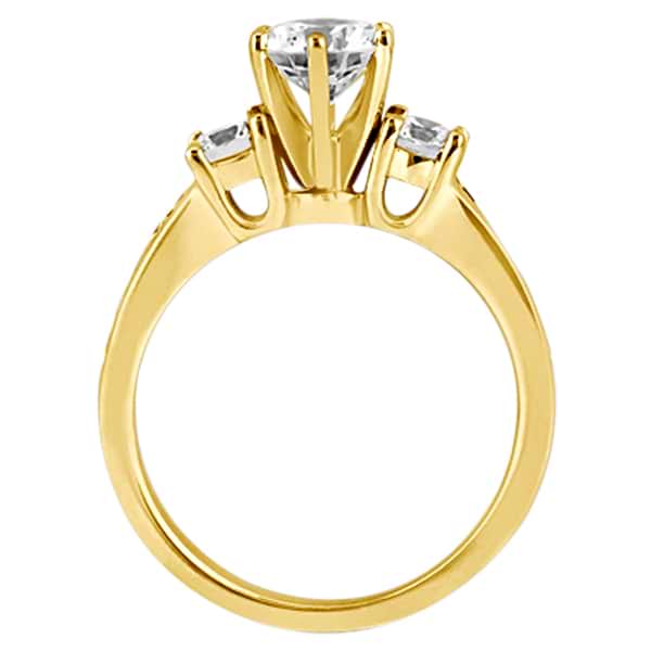 Three-Stone Diamond Engagement Ring with Sidestones in 18k Yellow Gold (0.45 ctw)