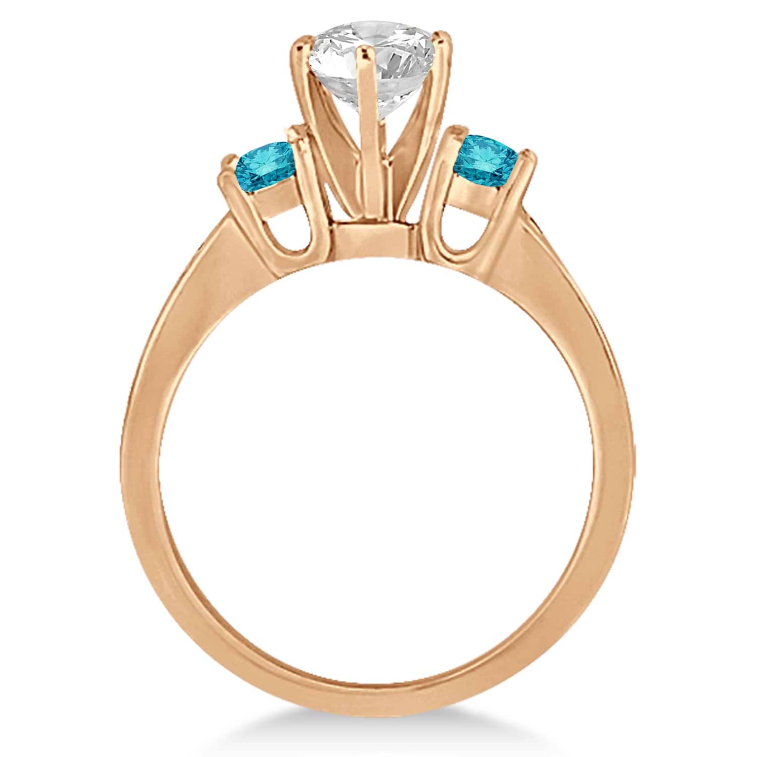 3 Stone White & Blue Diamond Engagement Ring 18k Rose Gold (0.45 ctw)