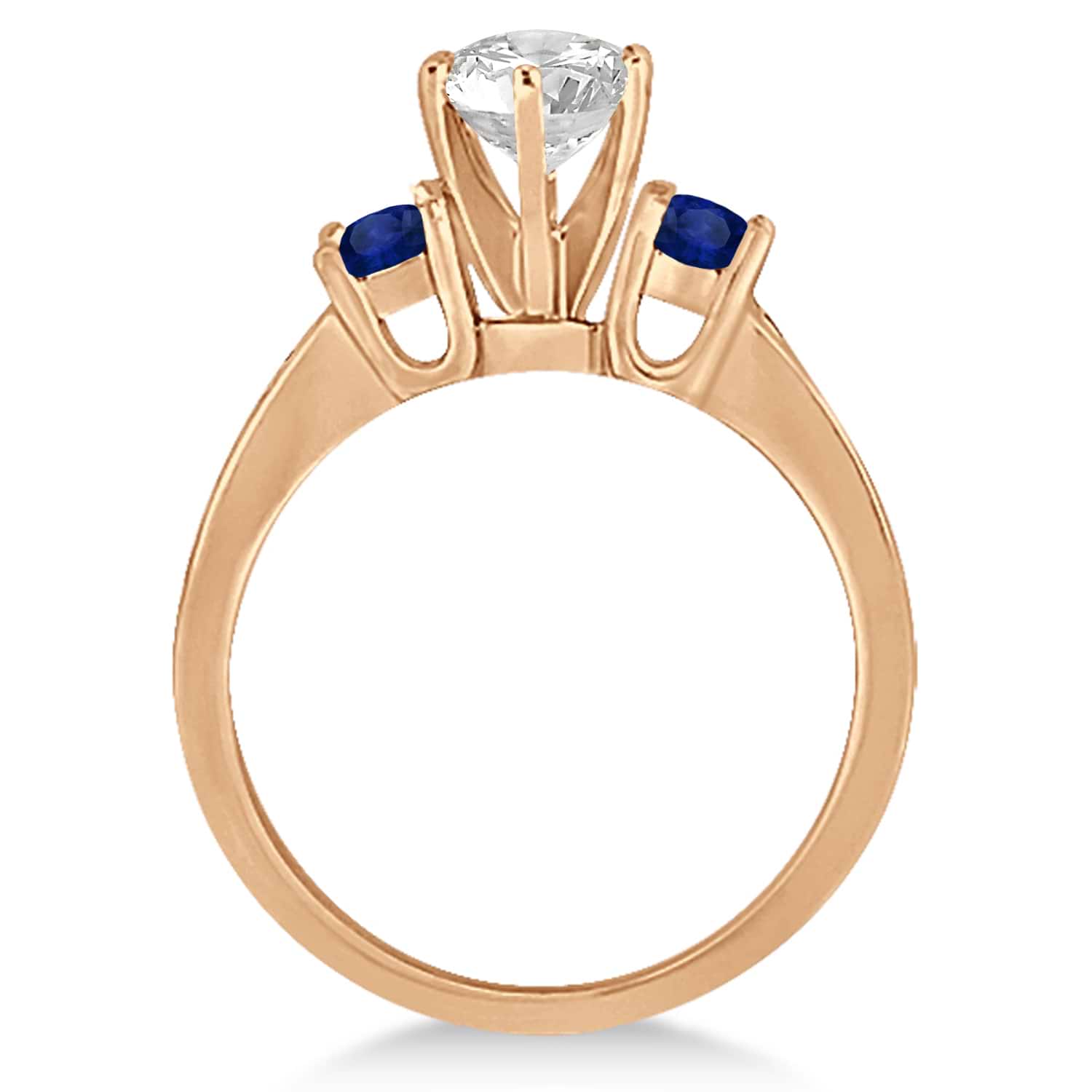 Three-Stone Sapphire & Diamond Engagement Ring 18k Rose Gold (0.60ct)