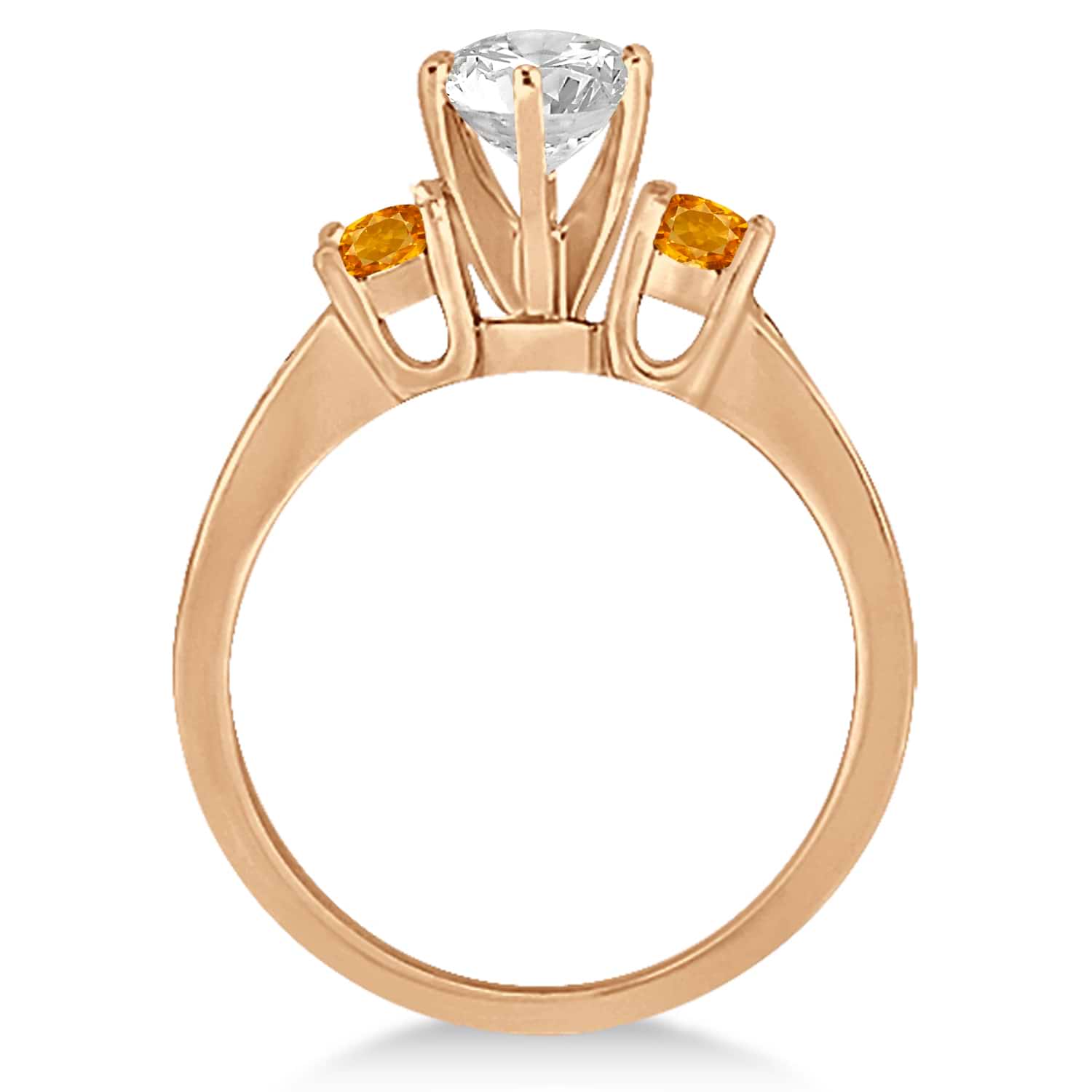 Three-Stone Citrine & Diamond Engagement Ring 18k Rose Gold (0.45ct)
