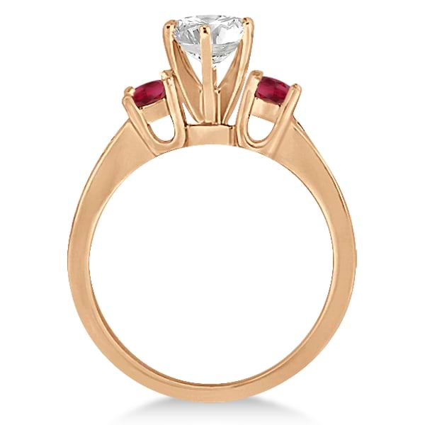 Three-Stone Ruby & Diamond Engagement Ring 14k Rose Gold (0.60ct)