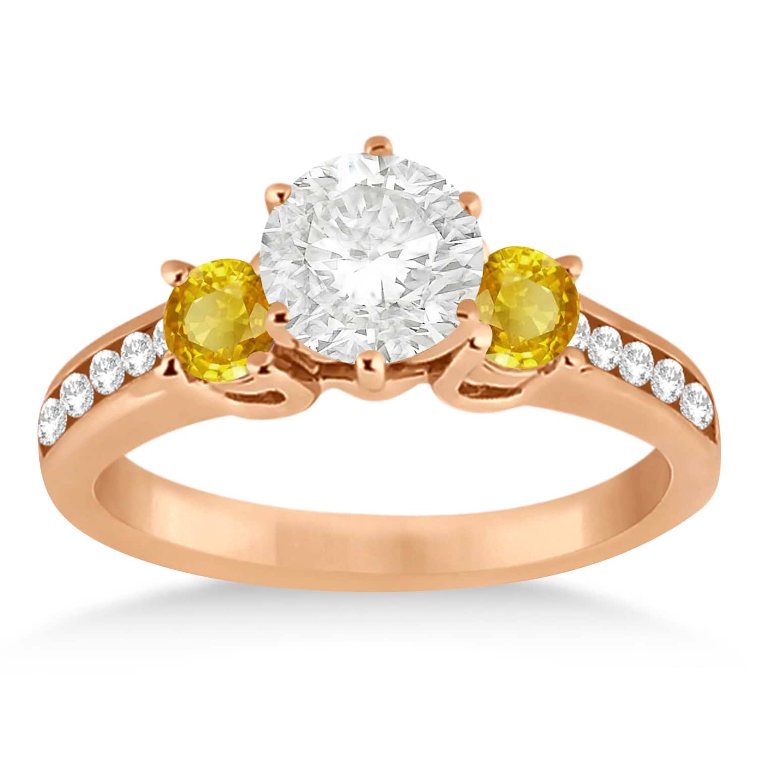3 Stone Yellow Sapphire & Diamond Engagement Ring 14k Y. Gold (0.45ct)