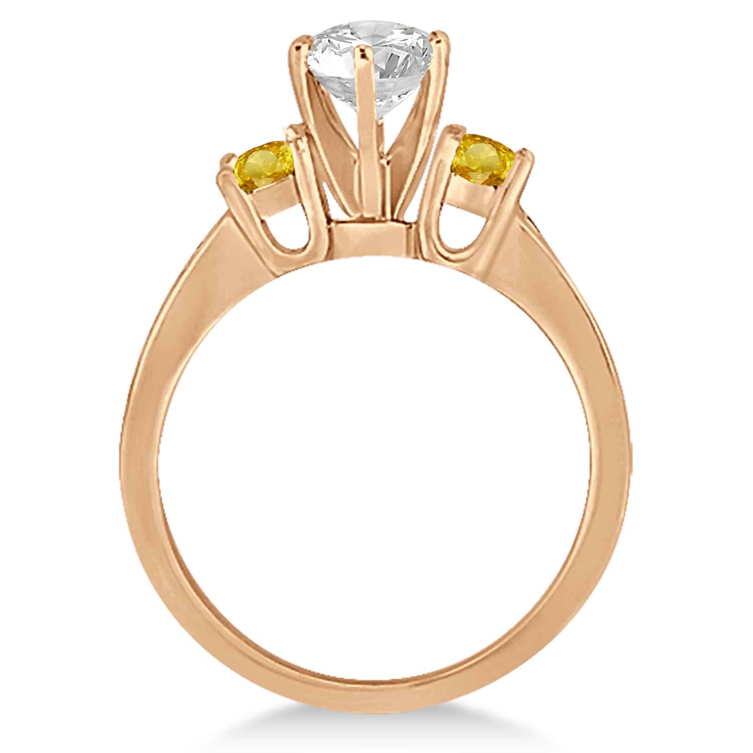3 Stone Yellow Sapphire & Diamond Engagement Ring 14k Y. Gold (0.45ct)