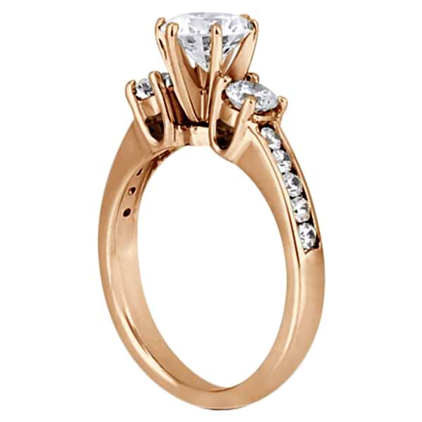 Three-Stone Lab Grown Diamond Engagement Ring with Sidestones in 18k Rose Gold (0.45 ctw)