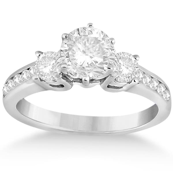 Three-Stone Diamond Engagement Ring w/ Sidestones Palladium (0.45ct)