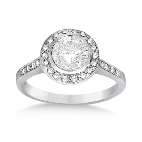 Cathedral Halo Diamond Engagement Ring Setting Platinum (0.37ct)
