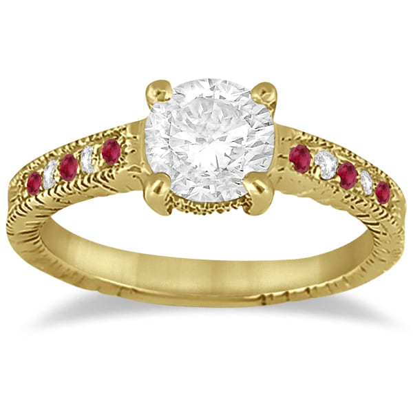 Vintage Ruby & Diamond Engagement Ring 14k Yellow Gold 0.31ct