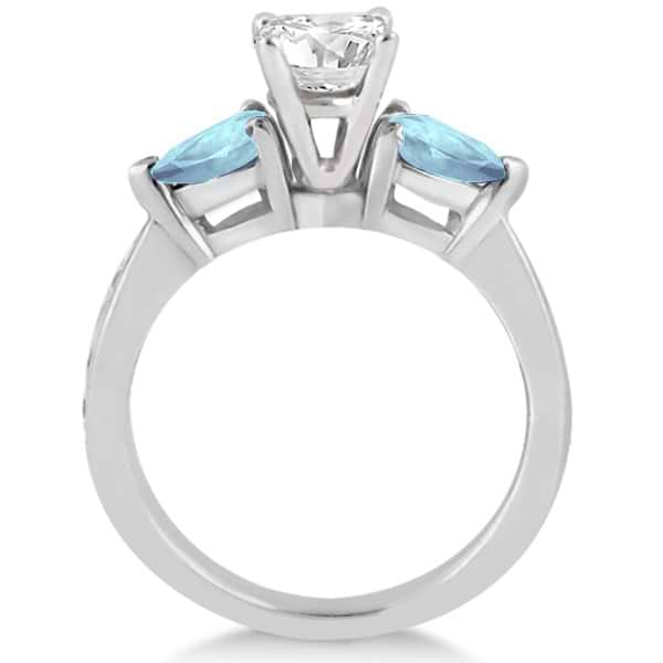 Diamond & Pear Aquamarine Engagement Ring Palladium (0.79ct) - U6530