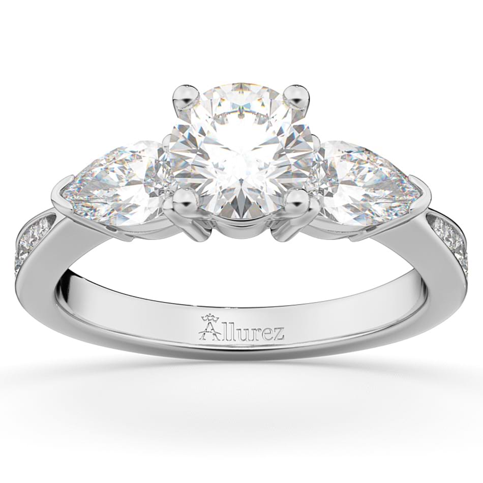 Three Stone Pear Cut Lab Grown Diamond Engagement Ring 18k White Gold (0.51ct)