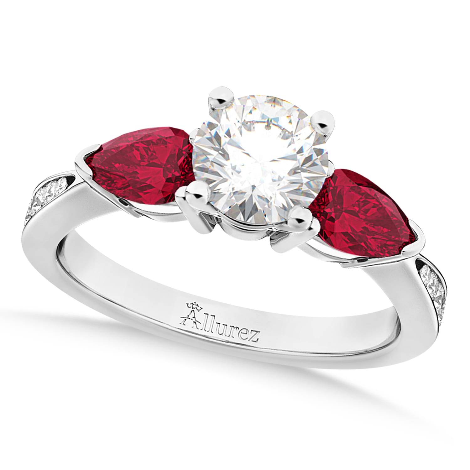 Ruby Rings,red Gems Rings,white Gold,round Cut Rings 