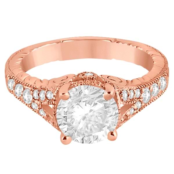 Antique Style Art Deco Diamond Engagement Ring 14K Rose Gold (0.33ct)