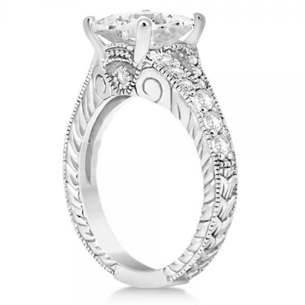 Antique Princess Cut Diamond Engagement Ring 14K White Gold (1.03ct)