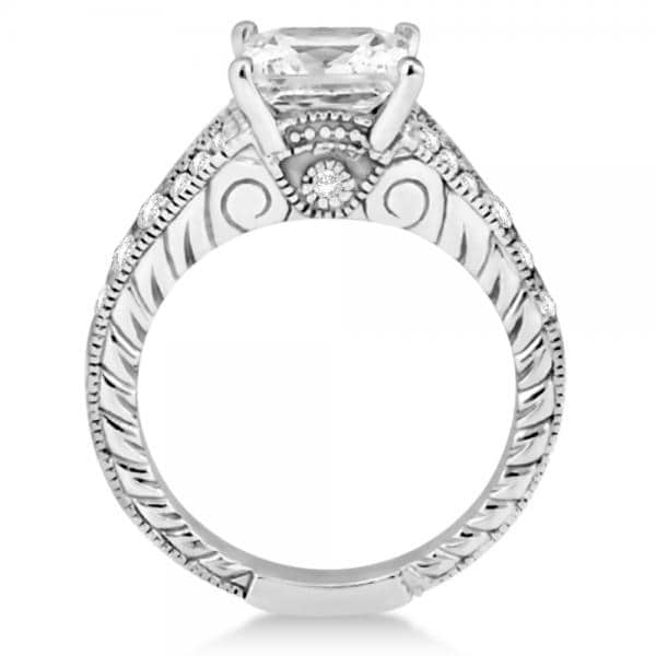 Antique Princess Cut Diamond Engagement Ring 14K White Gold (1.03ct)