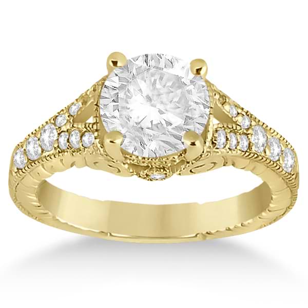 Antique Style Art Deco Diamond Engagement Ring 14K Yellow Gold (0.33ct)