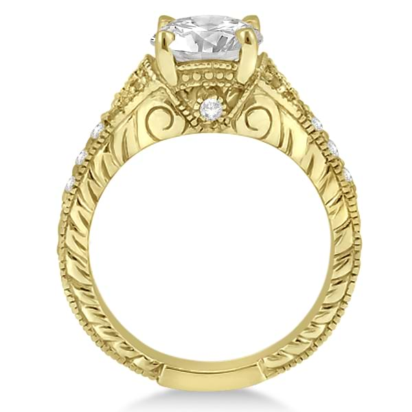 Antique Style Art Deco Diamond Engagement Ring 14K Yellow Gold (0.33ct)