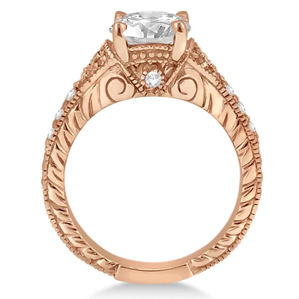Antique Style Art Deco Diamond Engagement Ring 18k Rose Gold (0.33ct)