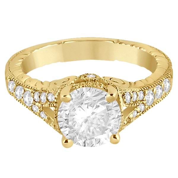 Antique Style Art Deco Diamond Engagement Ring 18k Yellow Gold (0.33ct)