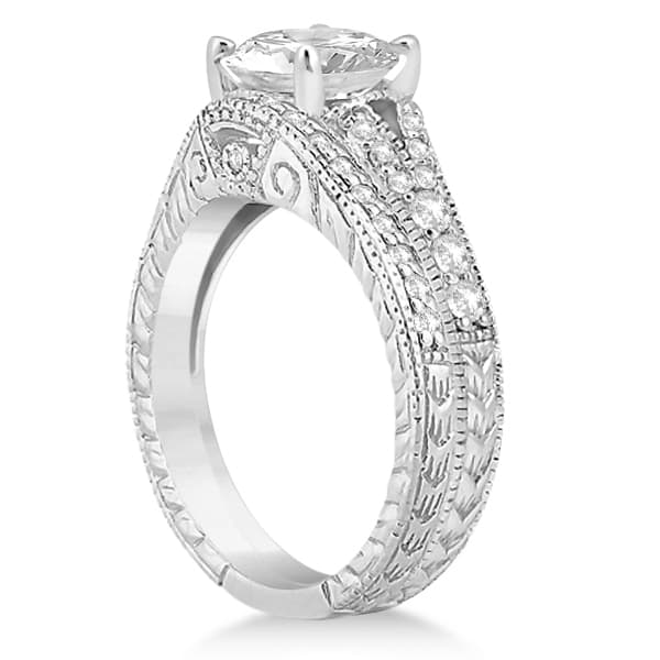 Antique Style Art Deco Diamond Bridal Set 14K White Gold (0.53ct)