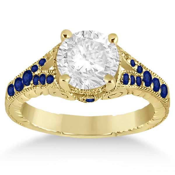 Antique Art Deco Blue Sapphire Engagement Ring 14k Yellow Gold (0.33ct)