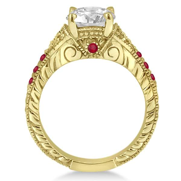 Antique Style Art Deco Ruby Engagement Ring 18k Yellow Gold (0.33ct)