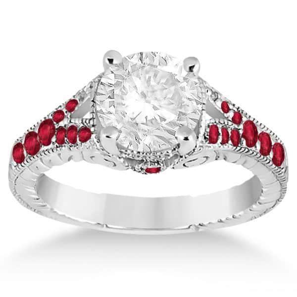 Antique Style Art Deco Ruby Engagement Ring Platinum (0.33ct)