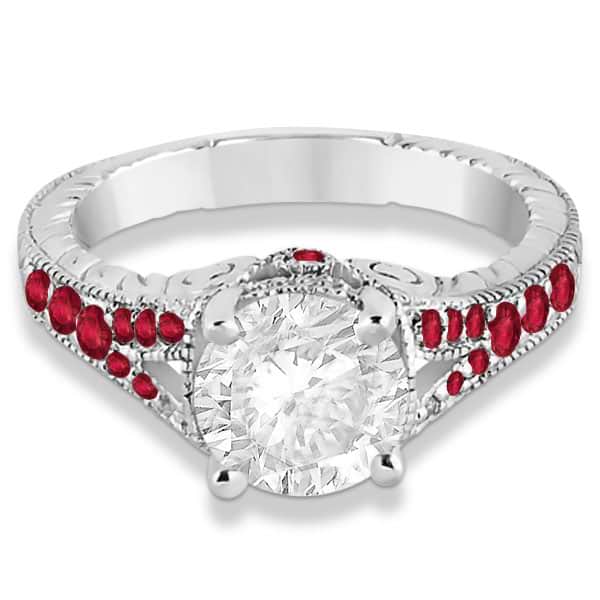 Antique Style Art Deco Ruby Engagement Ring Platinum (0.33ct) - U6897