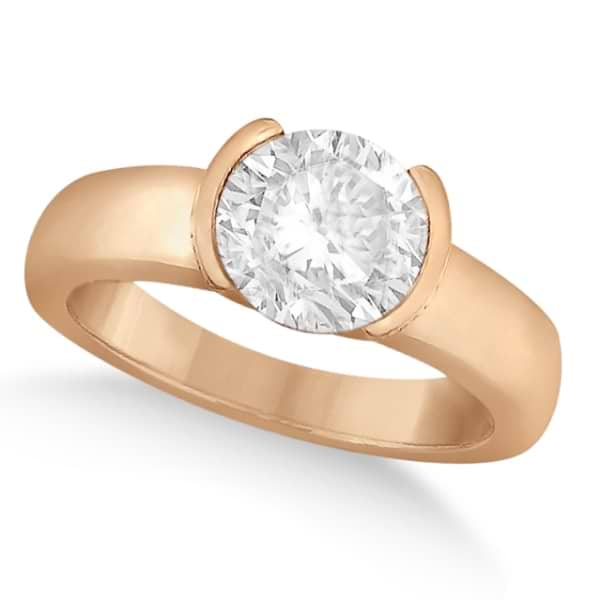 Half-Bezel Solitaire Engagement Ring Setting 18k Rose Gold