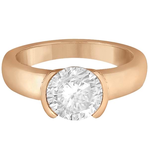 Half-Bezel Solitaire Engagement Ring Setting 18k Rose Gold