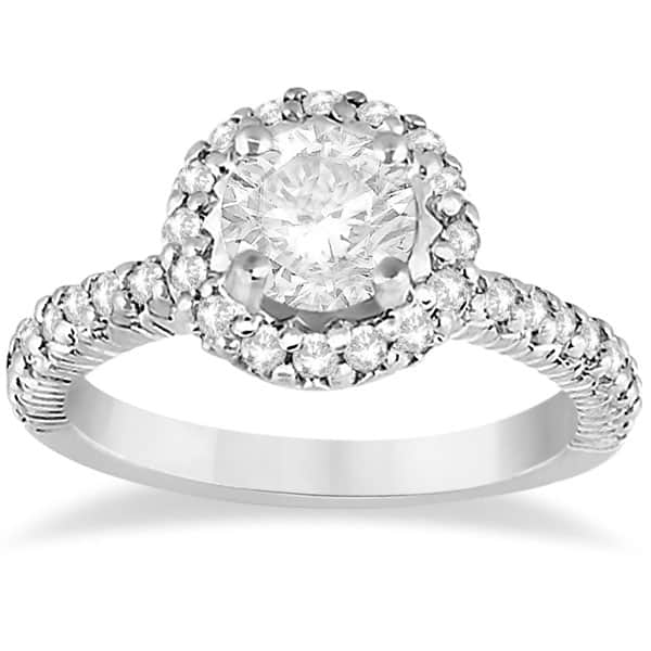 Round Diamond Halo Engagement Ring Setting 18k White Gold (0.75ct)