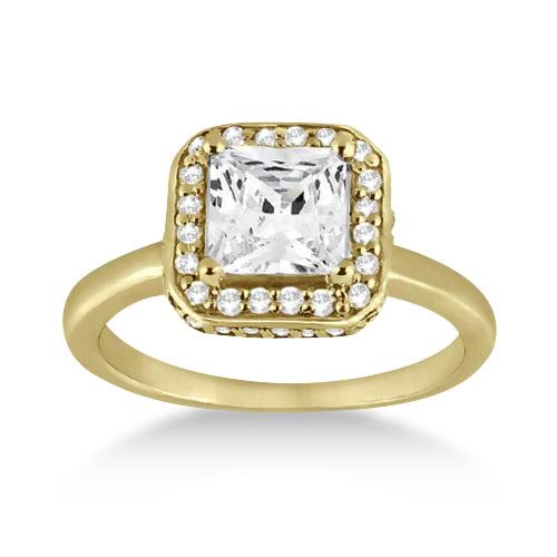 Princess Cut Halo Diamond Engagement Ring 14k Yellow Gold (0.35ct)