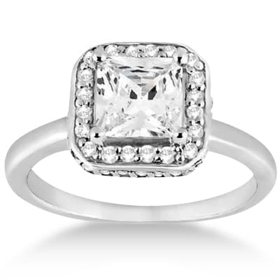 Princess Cut Halo Diamond Engagement Ring 18k White Gold (0.35ct)