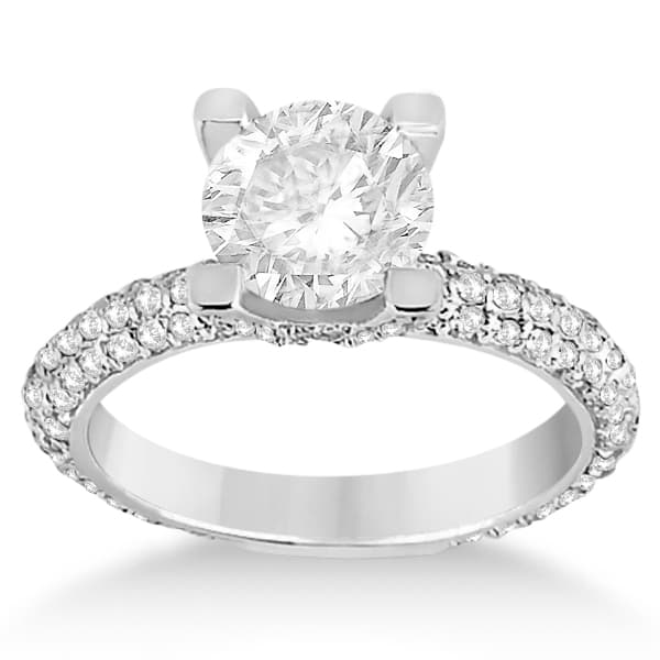 Eternity Pave Set Trio Diamond Bridal Set 14k White Gold (1.63ct)