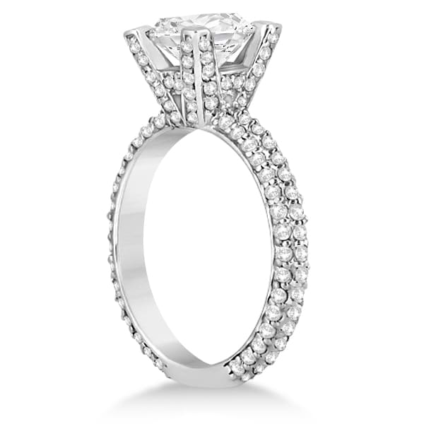 Eternity Pave Set Trio Diamond Bridal Set 14k White Gold (1.63ct)