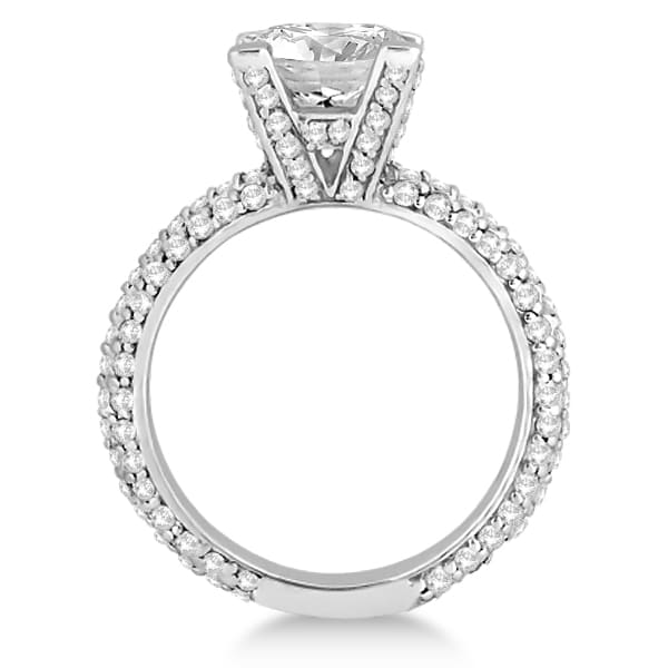 Eternity Pave Set Trio Diamond Bridal Set 14k White Gold (1.63ct)