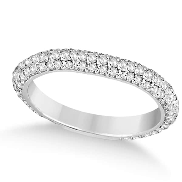 Eternity Pave Set Trio Diamond Bridal Set 14k White Gold (1.63ct)