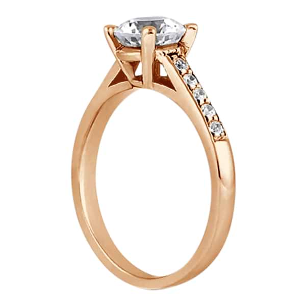 Cathedral Pave Diamond Engagement Ring Setting 18k Rose Gold (0.20ct)