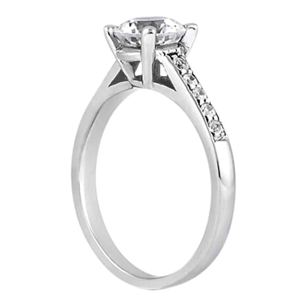 Cathedral Pave Diamond Engagement Ring Setting 18k White Gold (0.20ct)