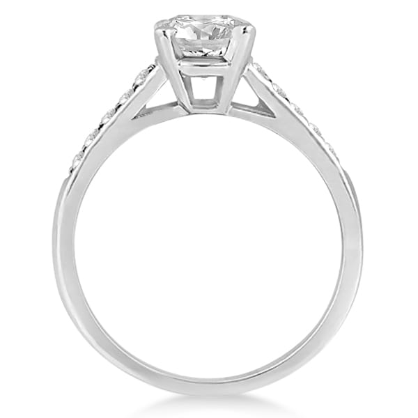 Cathedral Style Round Diamond Engagement Ring 14k White Gold (0.50ct)