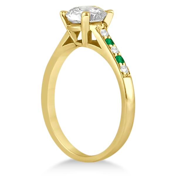 Cathedral Emerald & Diamond Engagement Ring 14k Yellow Gold (0.20ct)