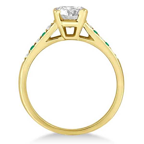 Cathedral Emerald & Diamond Engagement Ring 14k Yellow Gold (0.20ct)