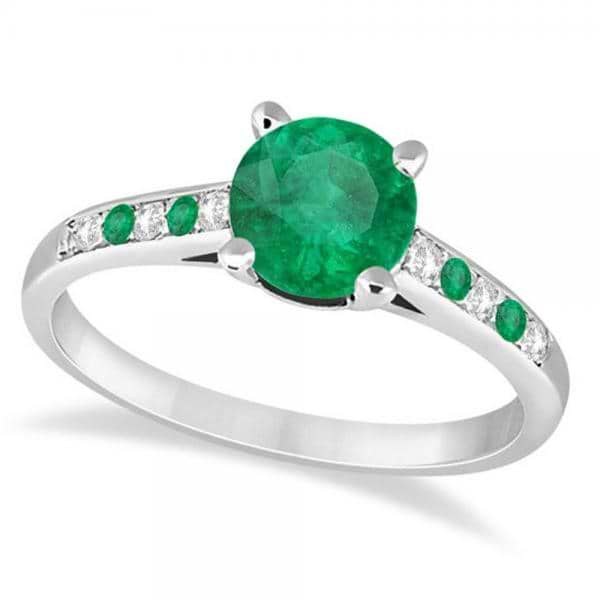 Cathedral Emerald & Diamond Engagement Ring Platinum (1.20ct)