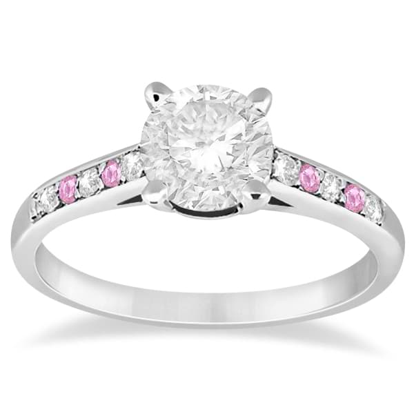 Cathedral Pink Sapphire & Diamond Engagement Ring Palladium (0.20ct)